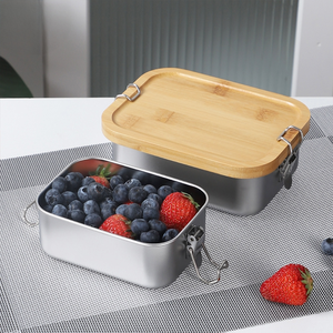 Sinh thái thân thiện nắp thép không gỉ <span class=keywords><strong>container</strong></span> thực phẩm bị rò rỉ bằng chứng xách tay hình chữ nhật Hộp Ăn Trưa cho trẻ em với biểu tượng tùy chỉnh - Product Image 4