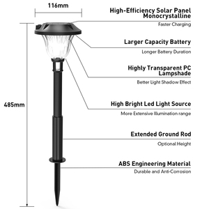 Luces Solares para Jardín, Cuerpo de Plástico ABS Pequeño, Resistentes al Agua IP65, LED RGB con Control de Botón, para Caminos y Patios, Gran Venta - Product Image 3