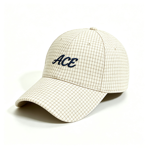 Gorra de Béisbol con Visera Curva, Diseño a Cuadros Multicolor, Bordado ACE, 6 Paneles, Correa Ajustable, Estilo Casual, Deportivo, Unisex, para Uso Diario - Product Image 2