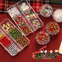 Décorations pour ongles vintage sur le thème de Noël, ultra-fines, assorties, perles colorées, paillettes, perles, nœuds en alliage, pour ongles