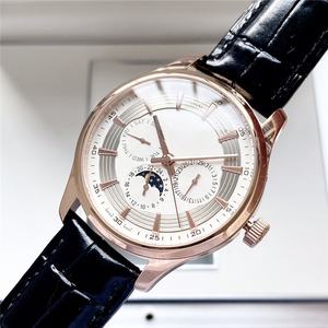 Vente directe d'usine, montre mécanique de luxe pour homme, boîtier en acier inoxydable, bracelet en cuir véritable, résistance à l'eau 50 bars, aiguilles - Product Image 1