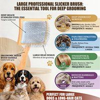 Brosse de toilettage double face en bambou carbonisé avec logo personnalisé pour chats et chiens, peigne anti-puces et brosse à poils pour animaux