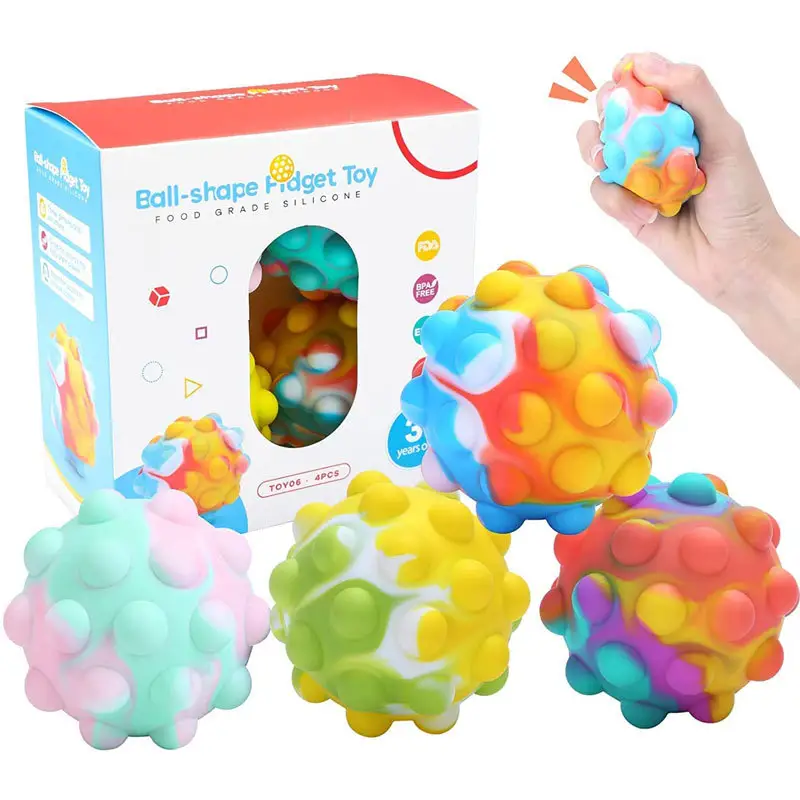 Push Pop Bubble Fidget Sensorische Speelgoedbal Voor Autisme, Stress, Angst-Kinderen En Volwassenen (Veelkleurige Bal)