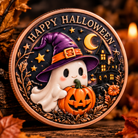 Pièce de monnaie artisanale en cuivre pur 999, 1 oz, motif dessin animé Halloween, impression UV 3D en relief, objet de collection commémoratif, cadeau