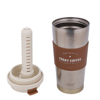 Gobelet de voyage personnalisé en gros de 520 ml en titane à double paroi pour café et eau, bouteille d'eau avec gobelet