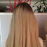 Perruques juives en cheveux humains russes vierges de qualité supérieure avec racines brun foncé et blondes de qualité salon, droites et douces