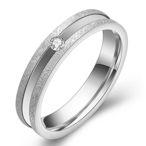 Rose Gold Diamond Ring 4mm <b>Brushed</b> Stainless Steel <b>Round</b> Brilliant Cut Women's Everyday Wear Jewelry - Product Image 5