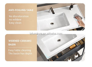 Modern Bathroom <b>Vanity</b> Unit Cabinet with Ceramic Wash Basin LED <b>Light</b> <b>Mirror</b> Wall-Mounted for Hospital and Apartment Use - Product Image 4
