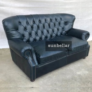 Bộ Sofa Phòng Khách Phong Cách Châu Âu <span class=keywords><strong>Chesterfield</strong></span> Da Thật Da Đỏ Bộ Sofa Sofa Cao Wing Back Sofa Da Hiện Đại - Product Image 4