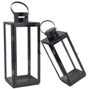 Decorazione di cerimonia nuziale di Metallo Nero di Alta Qualità Lucido Decorativo Candela di Vetro In Acciaio Inox <span class=keywords><strong>Giardino</strong></span> Lanterna - Product Image 2
