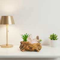 Lampe d'ambiance USB en cristal naturel brut, base sculptée à la main en racine blanche, lampe de chevet en pot pour la maison