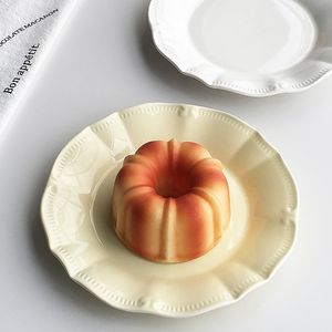 Assiette à dîner en céramique gaufrée coréenne Pain Gâteau Pâtes Dessert Fruits Biscuit Salade Plateau Cadeau Mariage Restaurant Vaisselle - Product Image 6