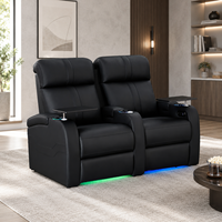 Canapé de cinéma maison moderne, deux places, cuir véritable, électrique, multifonction, extensible, structure en bois, alimentation USB