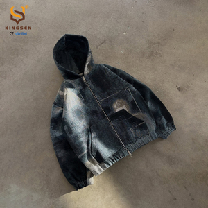 Sweat à capuche zippé pour homme, bleu et noir, imprimé graffiti, coupe oversize, en tissu doux, confortable, tendance, polyvalent, pour le quotidien et le streetwear - Product Image 3