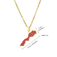 BINSHUO Vente en gros Bijoux personnalisés en acier inoxydable, Pendentif goutte d'huile Carte du Maroc Drapeau National pour Hommes, Collier de couple pour Femmes