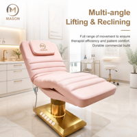 Lit de beauté électrique réglable en forme de S, luxueux, couleurs personnalisables, cuir PU, 4 moteurs, design pliable, éponge haute densité pour