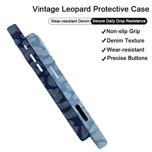 Funda para Teléfono de Mezclilla con Estampado de Leopardo Azul Lavado, con Marco Metálico para la Cámara y Forro Interior de Terciopelo Suave para iPhone 15 Pro Max - Product Image 2
