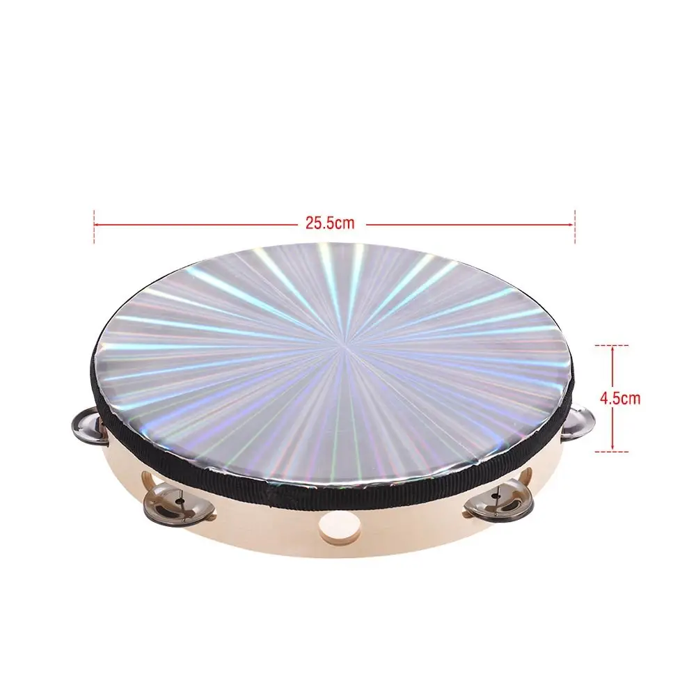 Customized Laser Flashing Tambourine Mini Double Row 10 Inch Tambourine