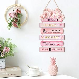 ป้ายไม้ติดผนัง คำคมสร้างแรงบันดาลใจ ลายดอกไม้สีชมพู ตกแต่งบ้านสไตล์วินเทจ สำหรับห้องเด็กผู้หญิง - Product Image 1