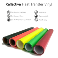 Vinyle thermocollant réfléchissant 12 pouces x 5 pieds, film thermocollant extensible EasyWeed en PU, HTV textile basse température pour vêtements