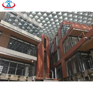 ZHTDOORS Tempered Glass Building Exterior Curtain Wall Window Price Unitized System Aluminum Glass Curtain Wall