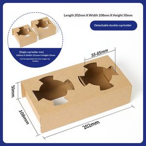 Disposable Coffee <b>Cup</b> Holder Tray, Kraft Paper Beverage Carrier for Takeaway <b>Drinks</b>, Milk Tea, Juice, Hot & Cold <b>Cups</b> - Product Image 3