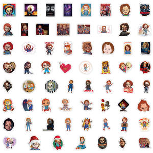 ZY2858C 60 pièces Autocollants <span class=keywords><strong>d</strong></span>écoratifs en vinyle imperméables pour scrapbooking, graffiti, bricolage, tasses, guitares, ordinateurs portables, bagages, thème <span class=keywords><strong>film</strong></span> <span class=keywords><strong>d</strong></span>'<span class=keywords><strong>horreur</strong></span> Chucky - Product Image 5