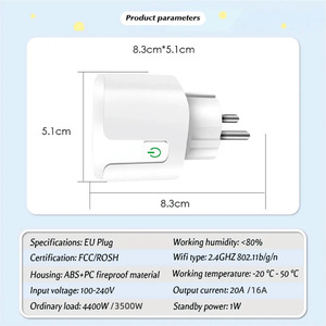 Smart Home Tuya Matter EU 16A Smart Socket, <b>WiFi</b> Energy Consumption Monitoring, HomeKit Siri Voice & Remote Control - Product Image 2