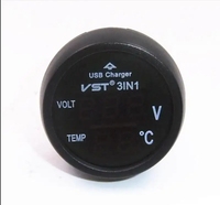 Voltímetro Digital 3 en 1 con Pantalla, Medidor de Temperatura LED Dual, Encendedor de Cigarrillos, Cargador USB para Auto, Monitor de Temperatura