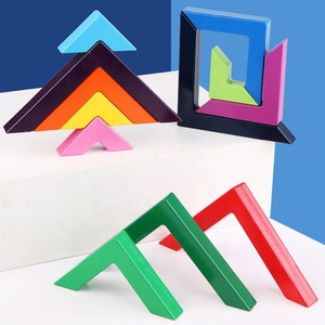 Commercio all'ingrosso arcobaleno in legno Stacking blocco Set di giocattoli in legno per bambini arcobaleno blocchi <span class=keywords><strong>geometrici</strong></span> arcobaleno - Product Image 2
