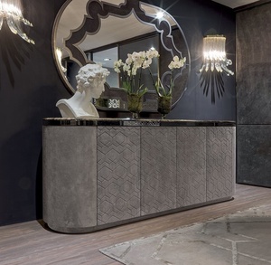 Chất Lượng Cao Hiện Đại Phòng Khách Sang Trọng Da Bìa Tủ Buffet Đá Cẩm Thạch Đứng Đầu Sideboard - Product Image 3