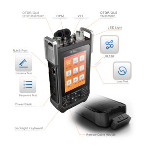 เครื่องทดสอบไฟเบอร์ออปติกแบบสัมผัสหน้าจอ 10-in-1 รุ่น Mini 10-in-1 Optic PON OTDR 1310/1550/1625nm  32/30/30dB สำหรับทดสอบไฟเบอร์แบบแอคทีฟ - Product Image 3