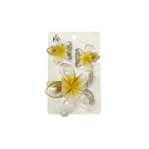 Set di 3 fermagli per capelli a forma di fiore bicolore trasparenti Zi per donne e ragazze, stile casual dolce, in plastica di alta qualità - Product Image 3