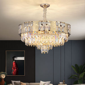 Nouveau design de lustres en cristal K9 de luxe pour hôtels luminaires suspendus à haut plafond avec télécommande pour le salon - Product Image 3