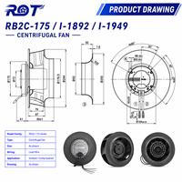 Ventilador Centrífugo Industrial de Curva Inversa RB2C-175 1-1892 I-1949 para Servicio Continuo, Gestión Térmica, HVAC, Manejo de Aire y Refrigeración