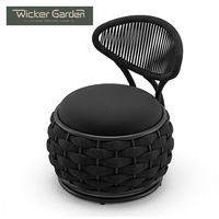 Ensemble de chaises longues d'extérieur modernes en corde tressée épaisse, structure en aluminium, mobilier de jardin avec table d'appoint, OEM ODM personnalisé