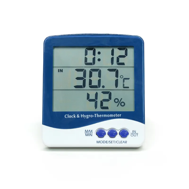 SH-110デジタル屋内屋外温度計および湿度計 (湿度計と時計付き)