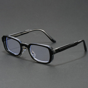 Marcos de anteojos de marca famosa para hombre Retro, bloqueo de luz azul óptico, inserto rectangular pequeño, bisagra de resorte, protección ocular de Alemania - Product Image 1