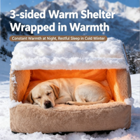 Lit pour chien de grande taille, chaud et fermé pour l'hiver, maison pour animaux de compagnie mignonne et tendance, lit de couchage portable et écologique pour Golden Retriever de grande taille
