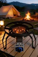 Tête de brûleur à gaz portable d'extérieur de remplacement, avec prise d'air complète, en fonte rotative interne, à pied haut, protection contre l'extinction de la flamme et sécurité