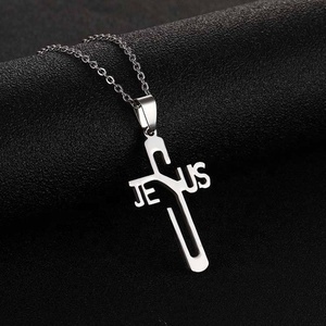 <span class=keywords><strong>Collier</strong></span> en acier inoxydable doré en gros avec pendentif <span class=keywords><strong>croix</strong></span> pour hommes et femmes, bijou religieux chrétien, cadeau - Product Image 5