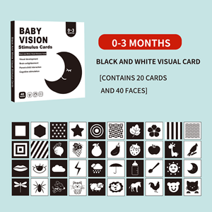 Personalizable Venta al por mayor Educación <span class=keywords><strong>Temprana</strong></span> Negro Blanco Tarjeta Cognitiva Alto Contraste Recién Nacido Estimulación Visual Bebé Tarjeta de Visión - Product Image 6