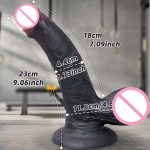 9-дюймовый чёрный гигантский толстый дилдо, секс-игрушка с уникальным реалистичным головкой, большой дилдо на присоске, взрослые игрушки, мягкий силиконовый дилдо для женщин - Product Image 3