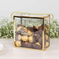 Boîte cadeau pliante carrée transparente avec feuille d'or PET, estampage dorée transparente, boîte d'emballage en acétate pour bonbons, mariage