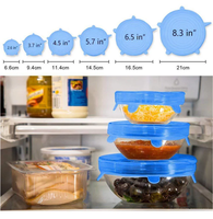 6 couvercles de conservation alimentaire en silicone réutilisables de qualité alimentaire pour micro-ondes, extensibles, pour garder les aliments frais