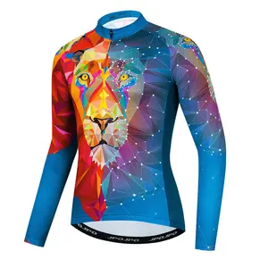 Toptan bisiklet forması aslan-3D aslan bisiklet forması uzun kollu 2022 erkekler sonbahar bisikletçi giysisi üstleri bahar MTB bisiklet Jersey yol bisiklet ceket
