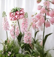 Meilleure Vente : Fleurs Artificielles Géantes en EVA, Fritillaria Rose Orange en Épanouissement, avec Support, 6 Pièces pour Décoration d'Événements et de Fêtes