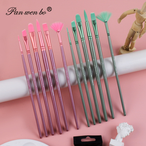 Ensemble de 6 pinceaux de haute qualité de marque privée en gros pinceaux d'artiste à manche en bois vert - Product Image 3
