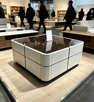 Table basse carrée moderne avec plateau en verre microcristallin de qualité E1 pour salon, hôtel, appartement, vente en gros, sur mesure