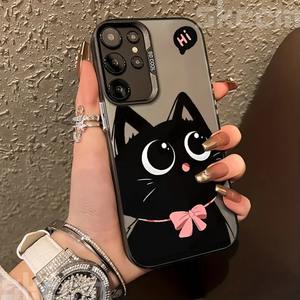 Lovely Black Cat Electroplate Silver IMD Case para <span class=keywords><strong>Samsung</strong></span> <span class=keywords><strong>Galaxy</strong></span> S25 S24 S23 Ultra S22 Plus S21 <span class=keywords><strong>S20</strong></span> <span class=keywords><strong>FE</strong></span> A55 A54 A15 A35 Cover - Product Image 1